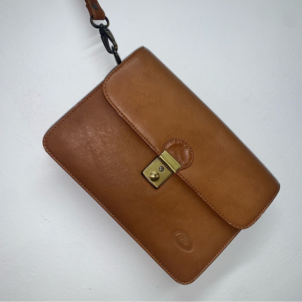 Brown Leather Clutch wristlet